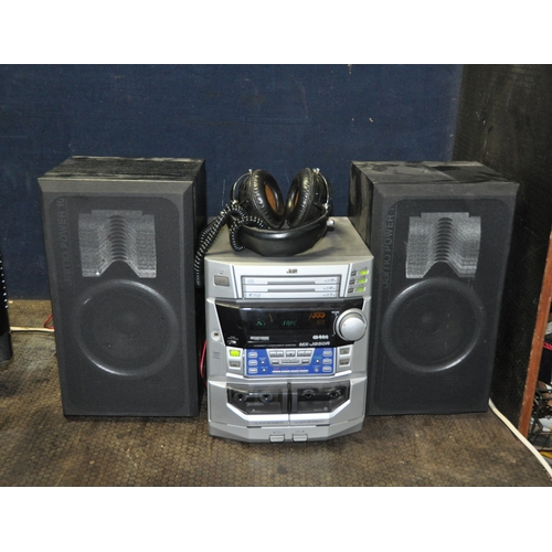 1057 - A JVC MXJ850R HI FI with a pair of Jamo Power 100 speakers (both tape players not working), a pair o... 