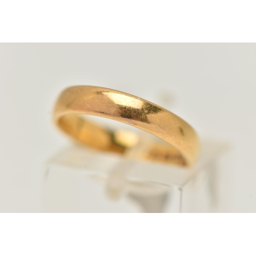 17 - A 22CT GOLD BAND RING, an AF plain polished band ring, approximate band width 3mm, hallmarked 22ct B... 