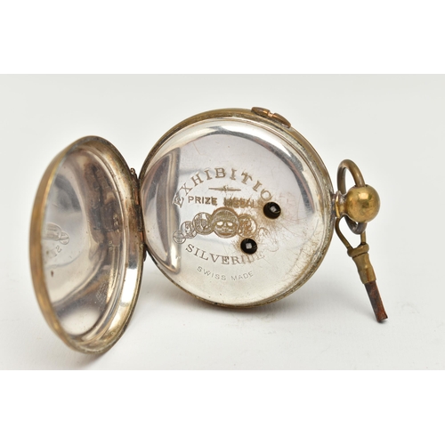 62 - AN OPEN FACE SWISS POCKET WATCH, the white face with black Arabic numerals, face stamped 'Specially ... 