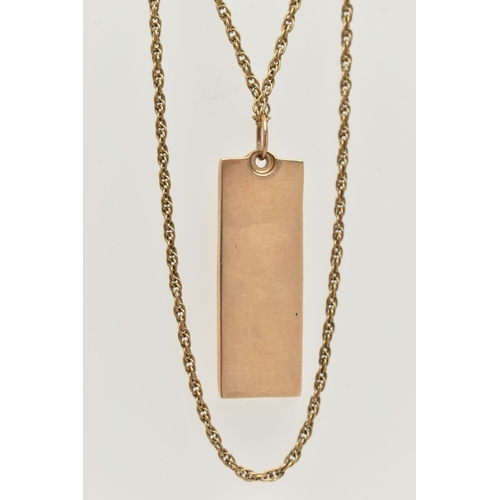 67 - A 9CT GOLD INGOT PENDANT WITH CHAIN, textured ingot hallmarked 9ct London 1977, fitted with a jump r... 