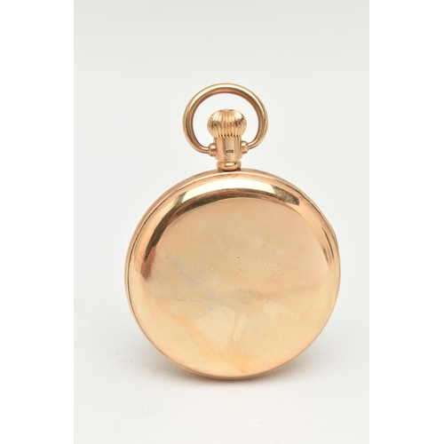 72 - A 9CT GOLD 'BUREN' OPEN FACE POCKET WATCH, manual wind, round white dial signed 'Buren Grand Prix', ... 