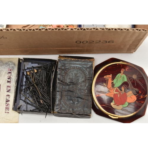 115 - A BOX OF ASSORTED ITEMS, to include a white metal, key wound, open face pocket watch, inside case ba... 