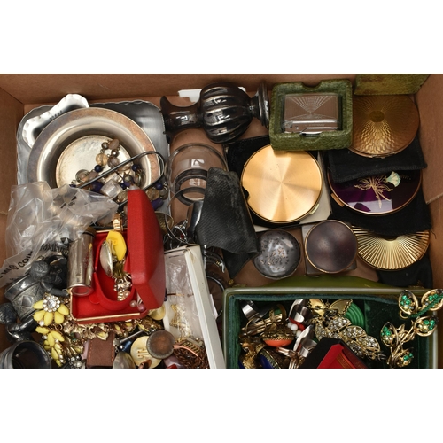 125 - A BOX OF ASSORTED COSTUME JEWELLERY AND OTHER ITEMS, to include beaded necklaces, earrings, bracelet... 