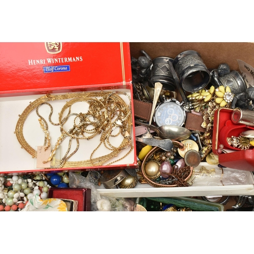 125 - A BOX OF ASSORTED COSTUME JEWELLERY AND OTHER ITEMS, to include beaded necklaces, earrings, bracelet... 