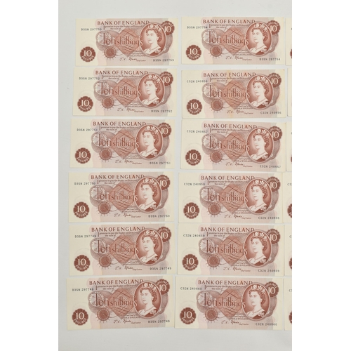 139 - AMOUNTS OF J.S.FFORDE TEN SHILLING BANKNOTES, in good order all consecutives x17 C32N, x10  D35N, x2... 