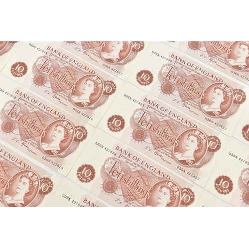 140 - A CONSECUTIVE RUN OF (23) high grade Fforde Ten Shilling banknotes (four notes with some stains) D36... 