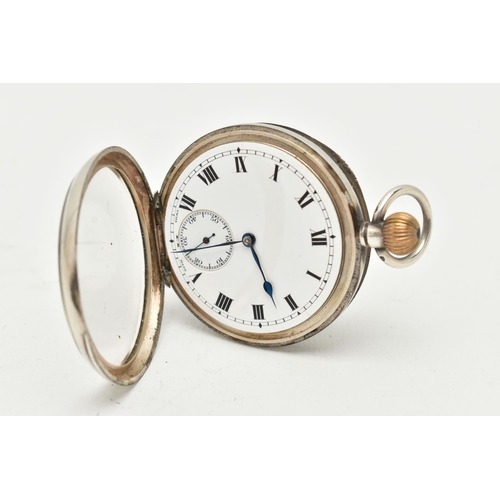 79 - AN EARLY 20TH CENTURY OPEN FACE TOP WOUND POCKET WATCH, the white enamel dial with black Roman numer... 