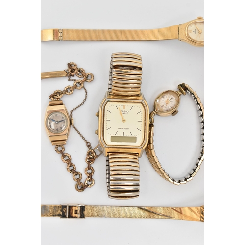 86 - A SELECTION OF WATCHES, to include a ladies manual wind wristwatch, inner case hallmarked 9ct gold L... 