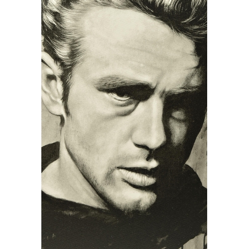 302 - JEN ALLEN (BRITISH 1979) 'JAMES DEAN', a signed limited edition print on board, depicting a portrait... 