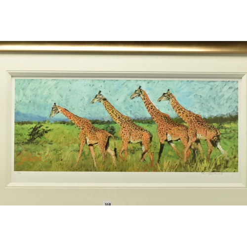 310 - ROLF HARRIS (AUSTRALIAN 1930-2023) 'FOUR GIRAFFES' a limited edition print on paper, 74/195 without ... 