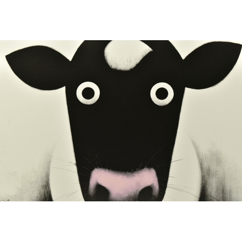 314 - DOUG HYDE (BRITISH 1972) 'MOO', a signed limited edition print on canvas depicting a quirky cow, 30/... 