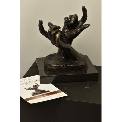 321 - ROLF HARRIS (AUSTRALIAN 1930-2023) 'INTUITION' a limited edition bronze sculpture of a pair of hands... 