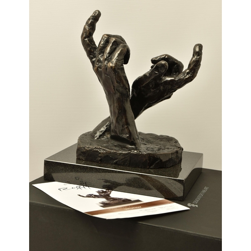 321 - ROLF HARRIS (AUSTRALIAN 1930-2023) 'INTUITION' a limited edition bronze sculpture of a pair of hands... 