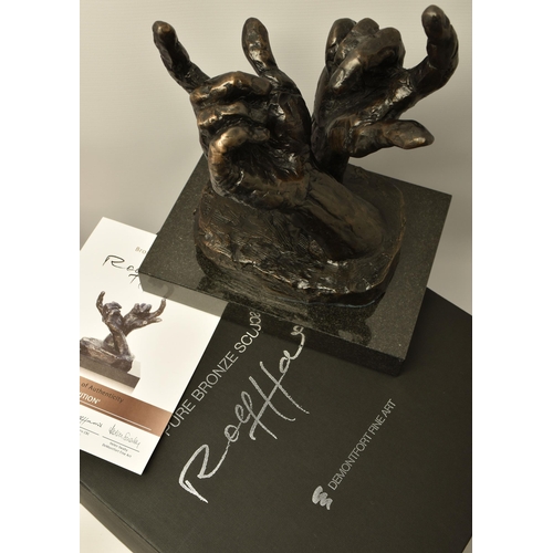 321 - ROLF HARRIS (AUSTRALIAN 1930-2023) 'INTUITION' a limited edition bronze sculpture of a pair of hands... 