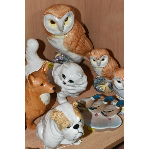 A COLLECTION OF BESWICK ANIMALS, comprising a large owl model No. 1045 ...