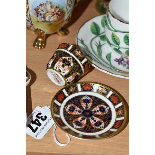 347 - A GROUP OF MARY GREGORY STYLE GLASS AND VARIOUS CERAMICS, to include seven pieces of Mary Gregory st... 