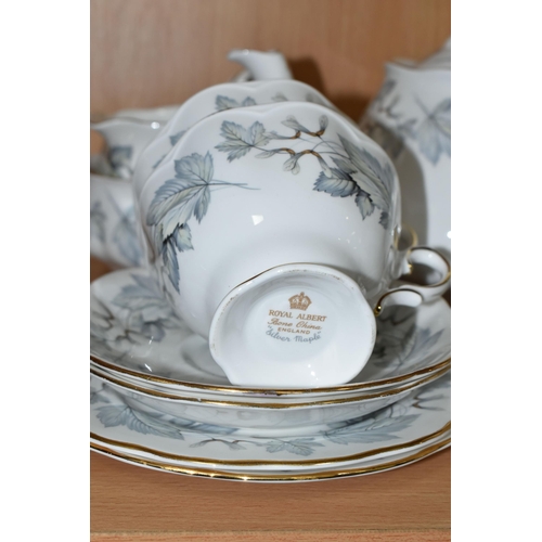 348 - A TWENTY FOUR PIECE ROYAL ALBERT 'SILVER MAPLE' TEA SET, comprising a teapot, a cream jug, a sugar b... 