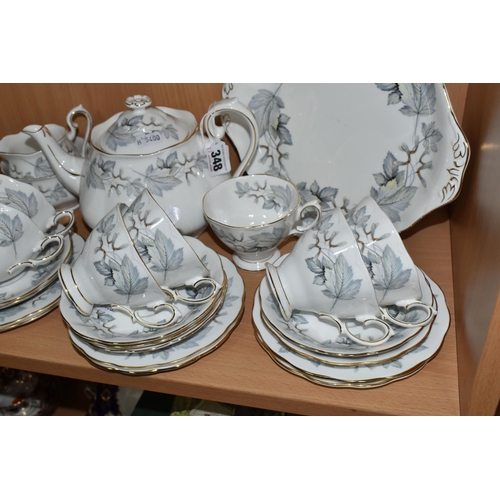 348 - A TWENTY FOUR PIECE ROYAL ALBERT 'SILVER MAPLE' TEA SET, comprising a teapot, a cream jug, a sugar b... 