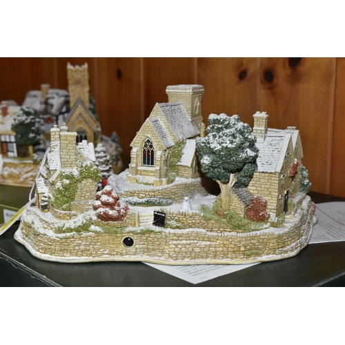 366 - FOUR BOXED LILLIPUT LANE ILLUMINATED COTTAGES COLLECTION SNOW COTTAGES, comprising 'Christmas Lights... 