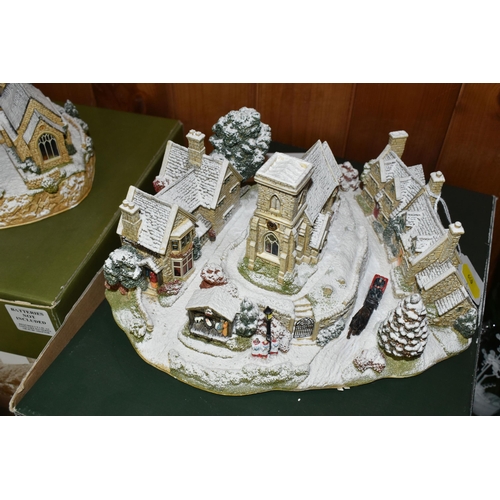 366 - FOUR BOXED LILLIPUT LANE ILLUMINATED COTTAGES COLLECTION SNOW COTTAGES, comprising 'Christmas Lights... 