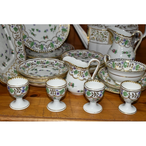 368 - TWENTY PIECES OF HAMMERSLEY PATTERN 4809 DINNER WARE, AND A ROYAL CROWN DERBY TEAPOT, comprising Ham... 