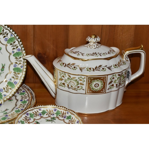 368 - TWENTY PIECES OF HAMMERSLEY PATTERN 4809 DINNER WARE, AND A ROYAL CROWN DERBY TEAPOT, comprising Ham... 