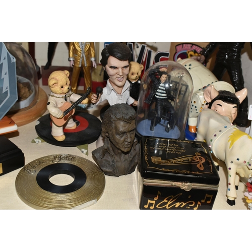 376 - A GROUP OF 'ELVIS PRESLEY' FIGURES AND MEMORABILIA, to include figures by Leonardo Collection, Be My... 