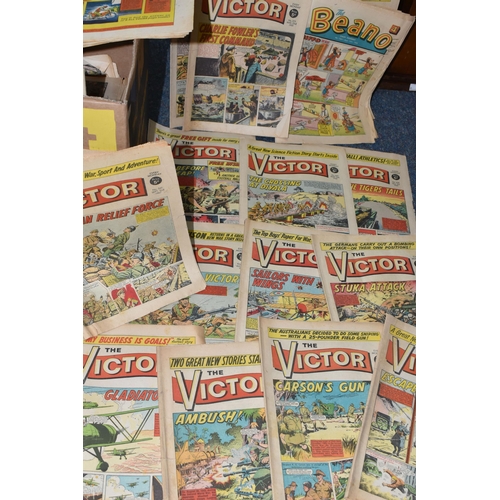 396 - A BOX OF 1960s CHILDRENS COMICS to include approximately fifty nine copies of The Victor published b... 