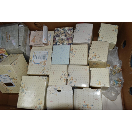 397 - THREE BOXES AND A LOOSE SEWING MACHINE to include eighteen boxed 'Cherished Teddies' consisting 'Gai... 