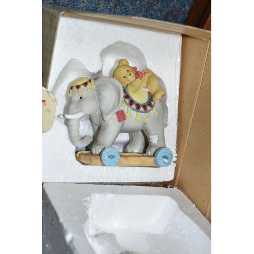 397 - THREE BOXES AND A LOOSE SEWING MACHINE to include eighteen boxed 'Cherished Teddies' consisting 'Gai... 