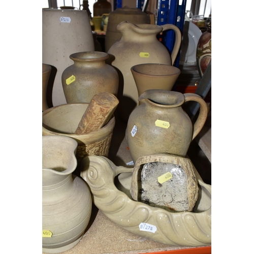 400 - A LARGE QUANTITY OF HILLSTONIA STONEWARE to include a variety of assorted jugs, vases, and planters ... 