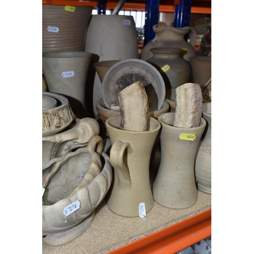 400 - A LARGE QUANTITY OF HILLSTONIA STONEWARE to include a variety of assorted jugs, vases, and planters ... 