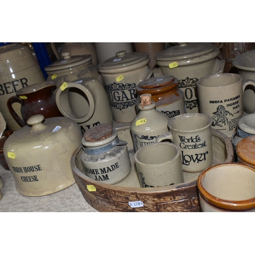 412 - A LARGE QUANTITY OF MOIRA POTTERY STONEWARE, including 6   pitcher jug farmhouse with recipe detail,... 