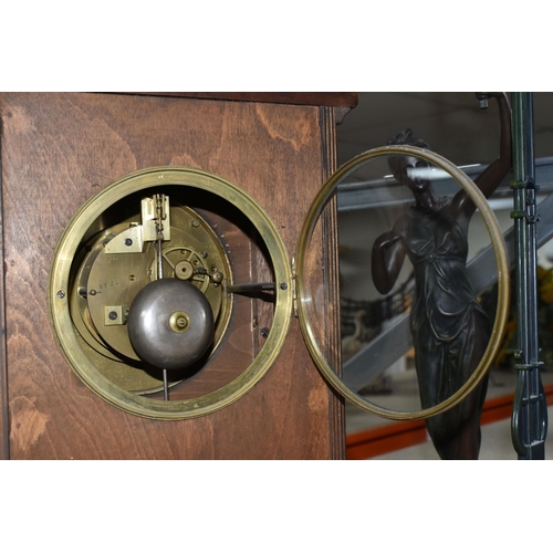 417 - FOUR CLOCKS, comprising a 'J. Marti & Cie. Medaille de Bronze' Brocot clock 44cm height x 28xcm widt... 