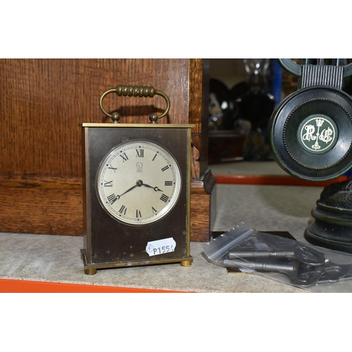 417 - FOUR CLOCKS, comprising a 'J. Marti & Cie. Medaille de Bronze' Brocot clock 44cm height x 28xcm widt... 