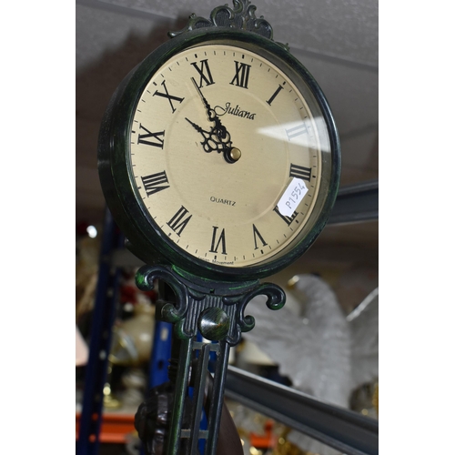 417 - FOUR CLOCKS, comprising a 'J. Marti & Cie. Medaille de Bronze' Brocot clock 44cm height x 28xcm widt... 