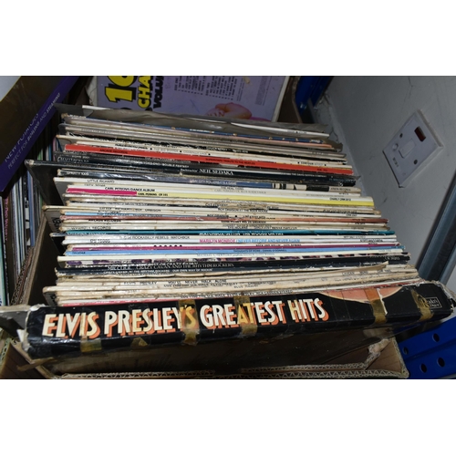 434 - THREE BOXES OF LPS to include an extensive collection of approximately forty Elvis Presley LPs, vari... 