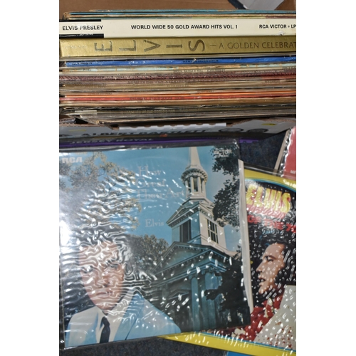 434 - THREE BOXES OF LPS to include an extensive collection of approximately forty Elvis Presley LPs, vari... 