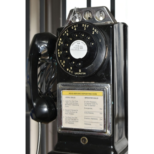 438 - AN AMERICAN AUTOMATIC ELECTRIC COMPANY WALL MOUNTED ROTARY DIAL PAYPHONE, three slot version, appear... 