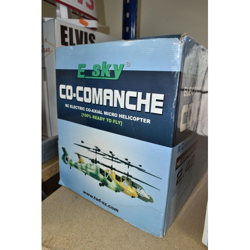 439 - A BOXED BATTERY OPERATED RADIO CONTROL E SKY CO-COMANCHE MICRO HELICOPTER, not tested, appears compl... 