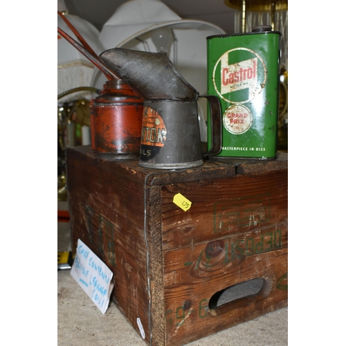 475 - A LARGE COLLECTION OF VINTAGE PETROL CANS AND TINS, comprising a Castrol 'Grand Prix' oil can, three... 