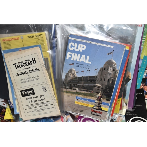 528 - A BOX OF VINTAGE FOOTBALL PROGRAMMES, to include Derby County, Newcastle United, Wolverhampton Wande... 