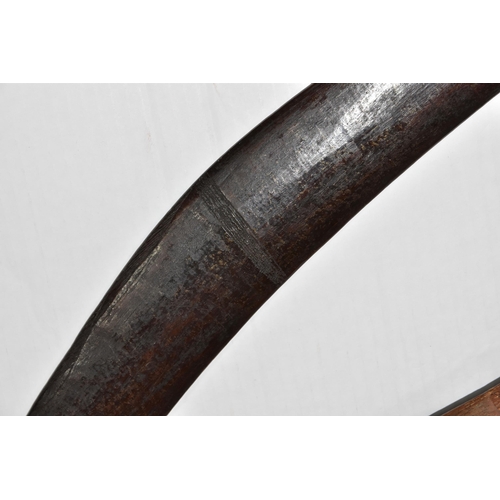 529 - AN EARLY ABORIGINAL WOODEN HAND SHIELD, carved decoration to the front ends, sides and middle, carve... 