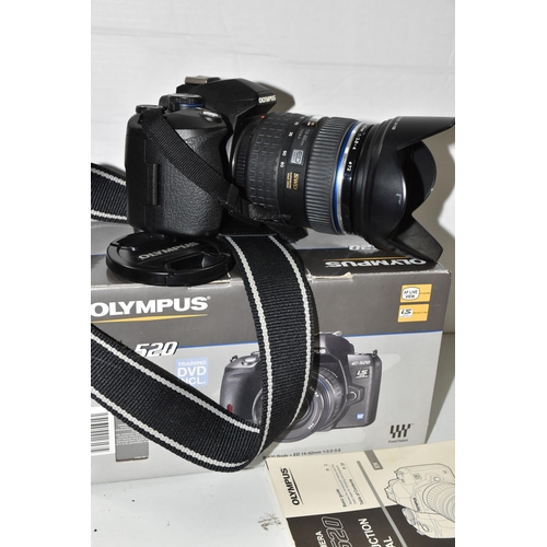 542 - OLYMPUS E-520 DIGITAL SLR 4/3 FORMAT CAMERA, fitted with a 12-60 f2.8-4 zoom lens, complete with a E... 