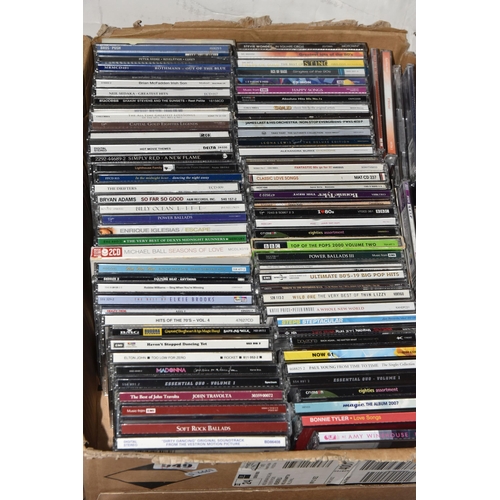 549 - TWO BOXES AND LOOSE BOOKS, CD MUSIC AND POSTERS, CDs include John Travolta, Elkie Brooks, Bonnie Tyl... 