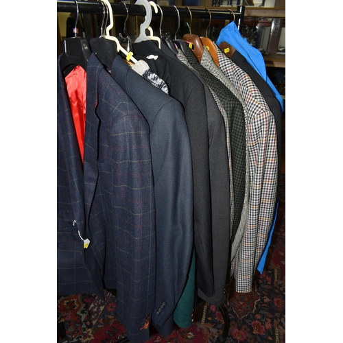 591 - FOUR BOXES AND LOOSE GENTLEMENS CLOTHING, to include sweaters, neck ties, shirts and trousers, jacke... 