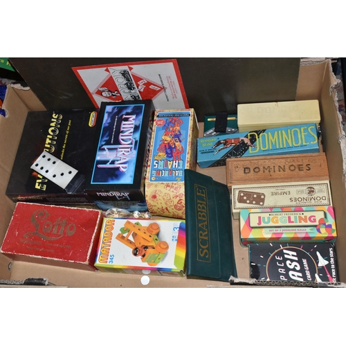 480 - A QUANTITY OF ASSORTED GAMES AND PUZZLES, sets of playing cards, dominoes, chess, draughts, Space Li... 