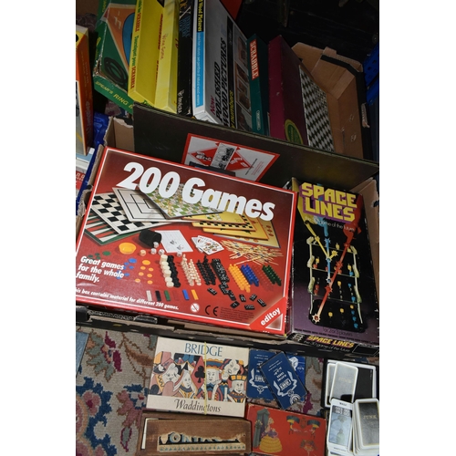 480 - A QUANTITY OF ASSORTED GAMES AND PUZZLES, sets of playing cards, dominoes, chess, draughts, Space Li... 