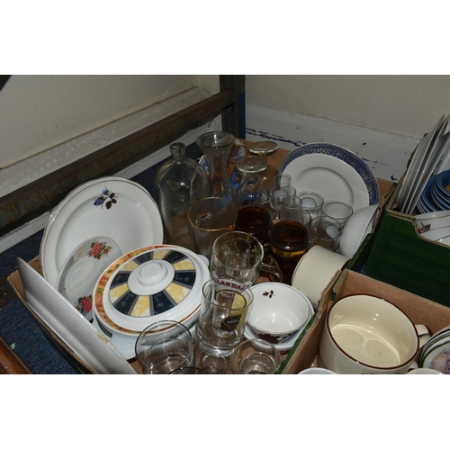 484 - SEVEN BOXES AND LOOSE KITCHENWARE, including Dorchester fine bone china floral tea cups and saucers ... 