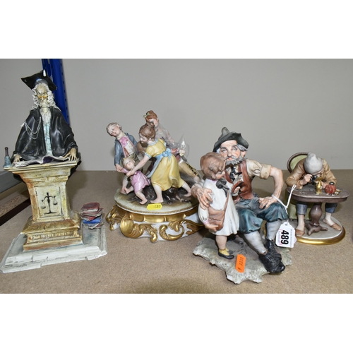 489 - A GROUP OF CAPODIMONTE FIGURES AND SIMILAR, comprising a group figure 'Ring-A-Ring-O-Roses (one chil... 